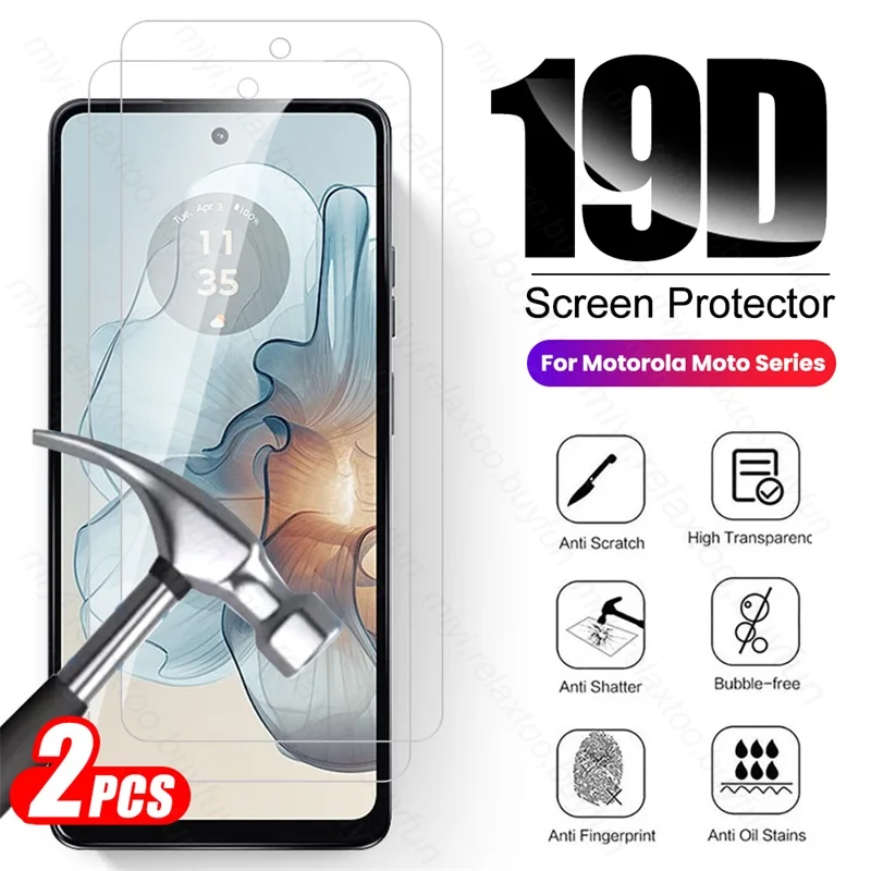 2PCS 100% Original HD Tempered Glass For Motorola Moto G04 G04s G14 G24 4G G34 G54 G84 5G Screen Protectors Explosion-Proof Film