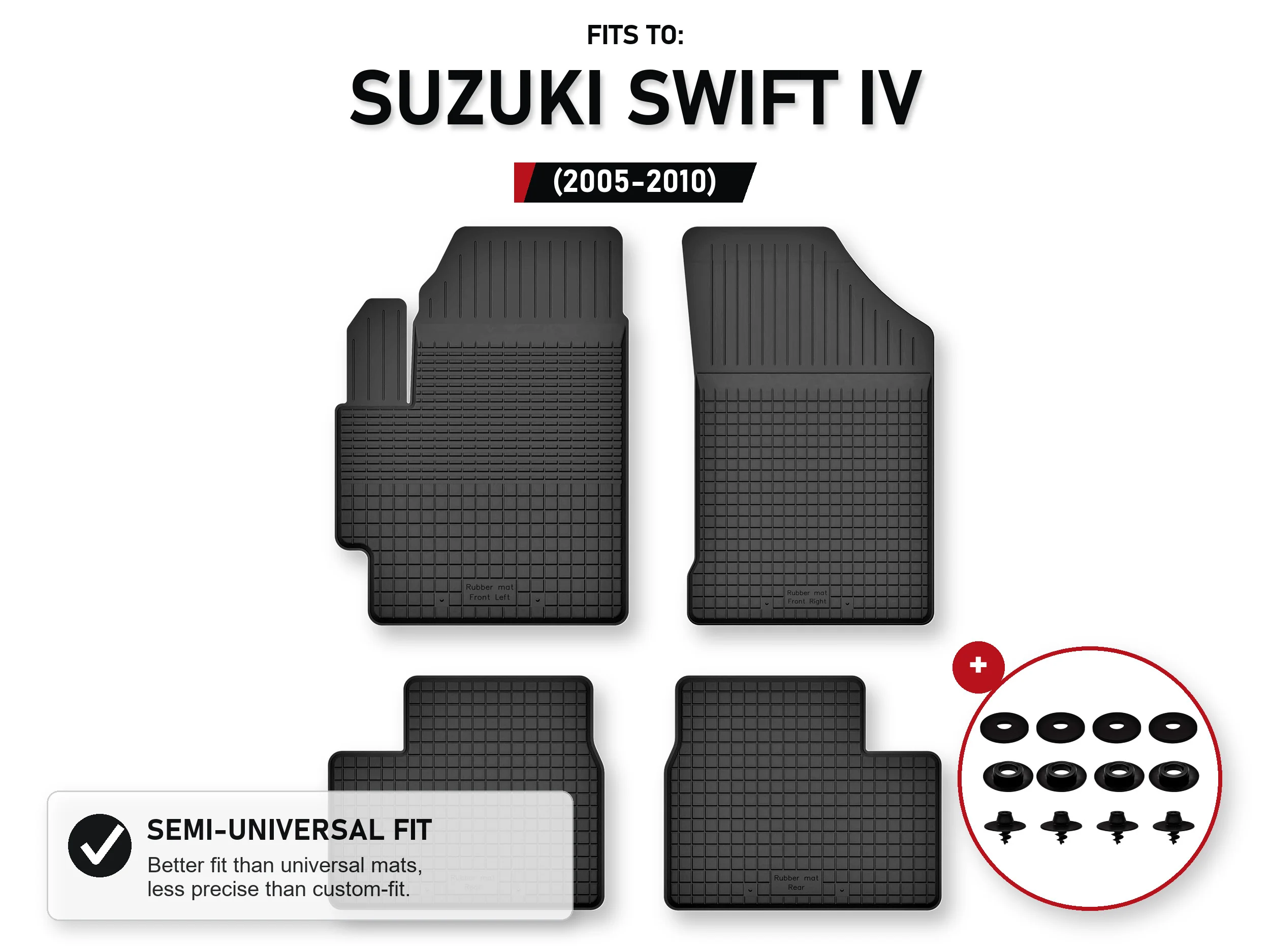 Vloermatten voor: Suzuki Swift Iv 2005-2010 Hatchback 4 stuks Ze Stoperami