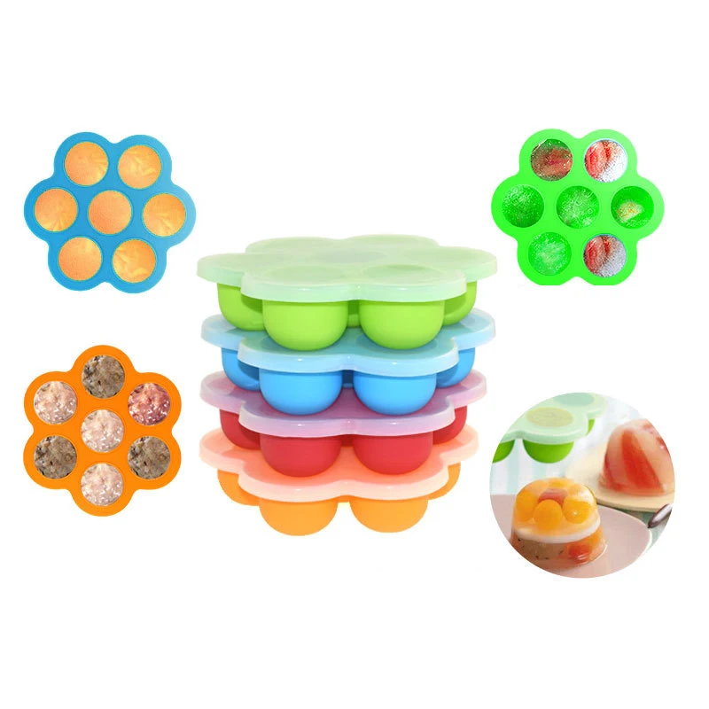 Silicone Baby Food Container with Lid Freezer Tray Crisper Kids Infant Egg Bites Making Mold Storage Box Storage Home Accessory