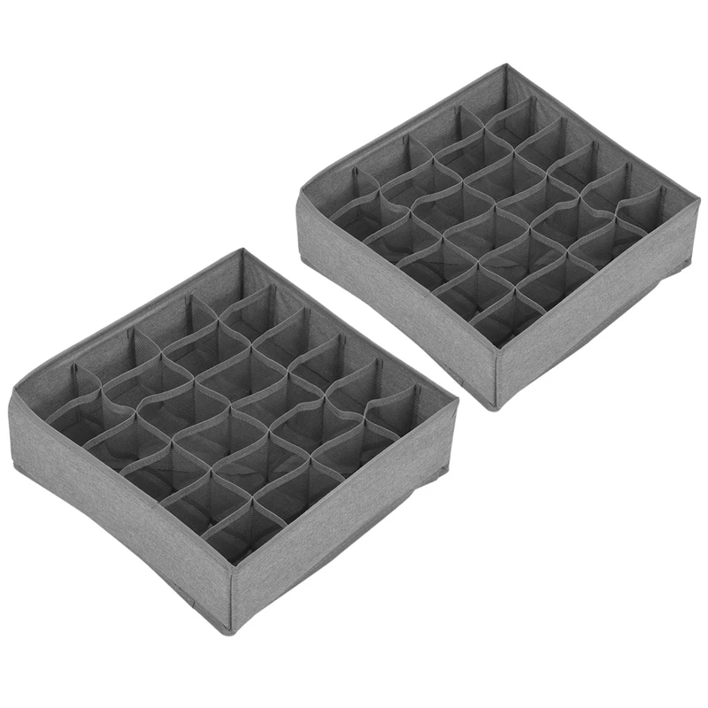 ABWR-2 Pak kloset kaus kaki Organizer laci pembagi, 24 sel dilipat lemari kabinet pengatur kotak penyimpanan pakaian dalam untuk Stor