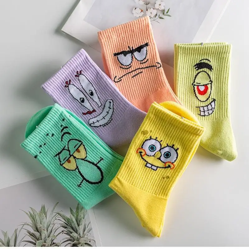Niedliche SpongeBob Patrick Star lange Socken für Männer und Frauen, Baumwollsocken, Anime-Cartoon-Knöchelsocken, lustige Socken mit Cartoon-Aufdruck