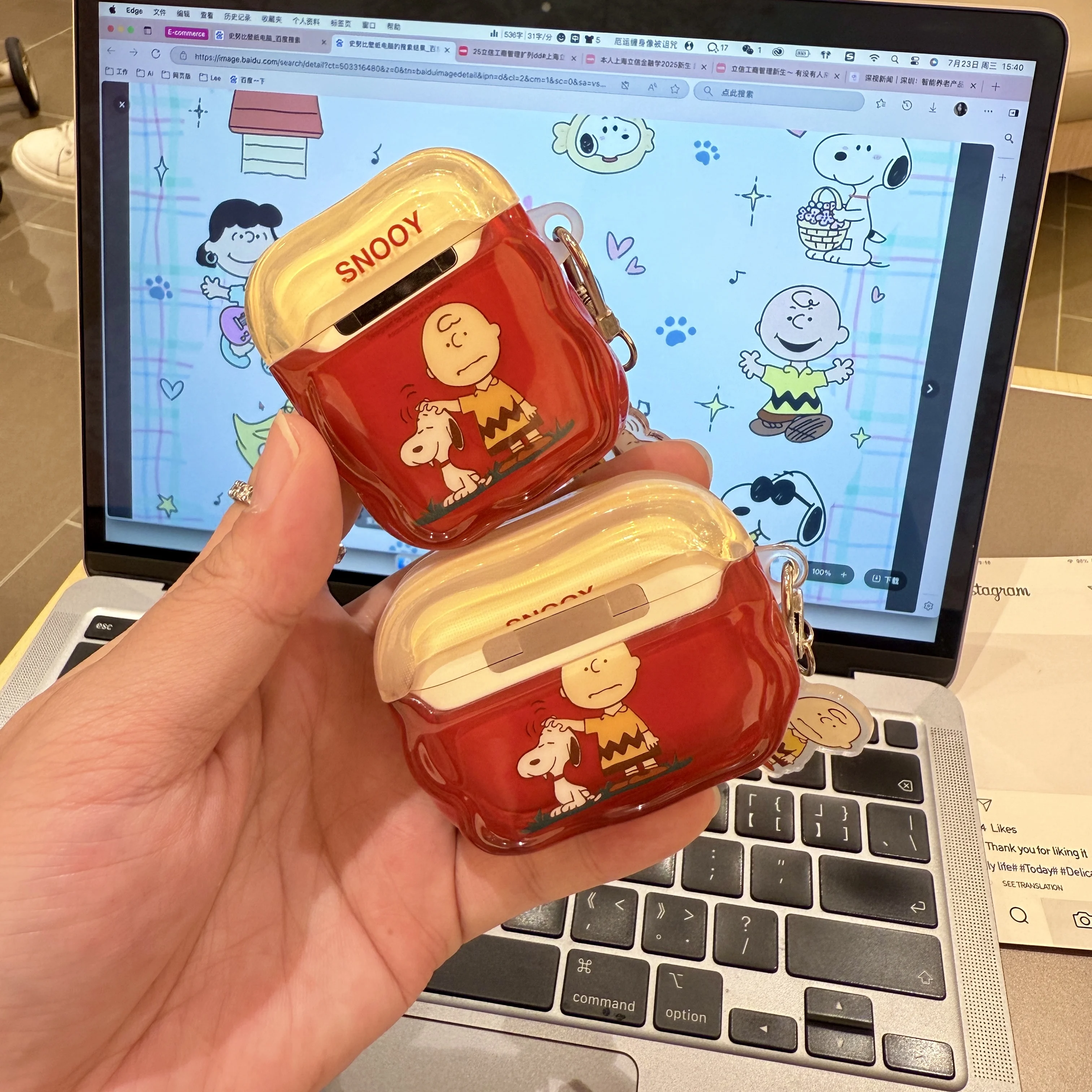 Vivid Obvious Red For Snoopy Cute Cartoon Lightweight Anti-Drop For AirPods 4,1 2,3,Pro,Pro 2,Pro 3 Cartoon Version Style Case