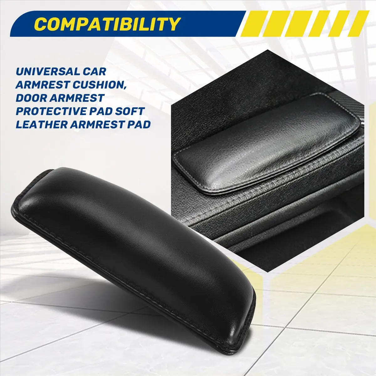 #70A (black)Car Armrest Cushion, Door Armrest Pad Soft Leather Armrest Pad,Automotive Parts & Accessories
