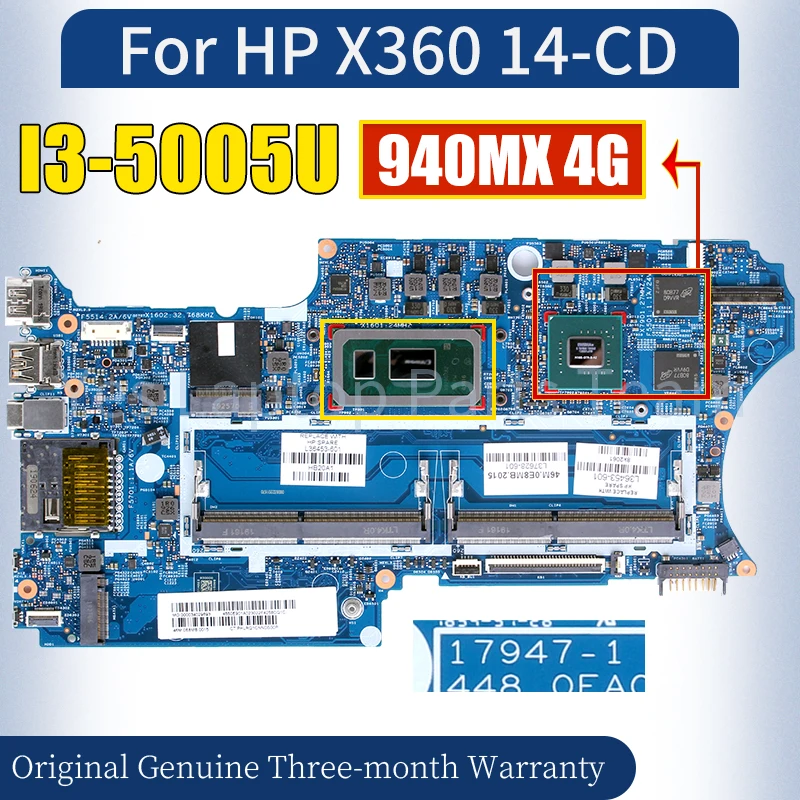 

17947-1 для ноутбука HP X360 14-CD, материнская плата L36453-601 SRFFW i7-8665U N16S-GTR-S-A2 940MX 4G, материнская плата для ноутбука