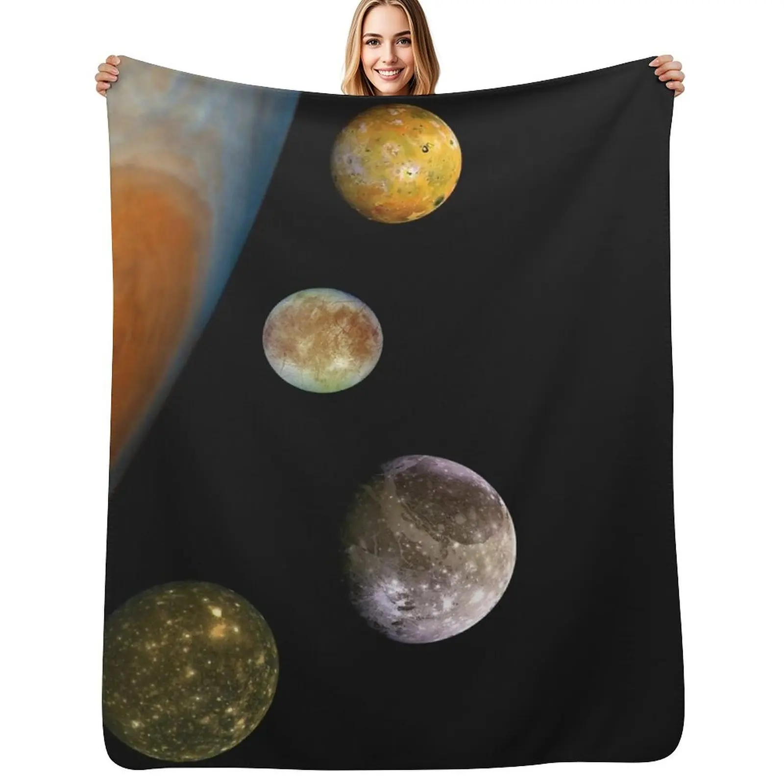 

Jupiter, Io, Europa, Ganymede, Callisto Space Throw Blanket Soft Cozy Blanket for Pet Kids Adults