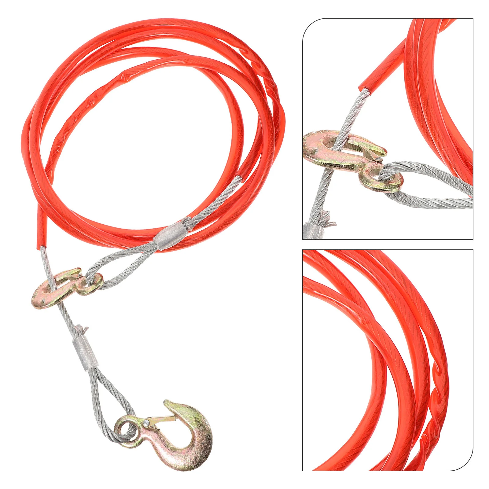 

Car Towing Rope Heavy Duty Steel Wire Cable For Vehicle Recovery Outdoor Trailer Pulling Rope Thickened Durable Tow Cable Hook