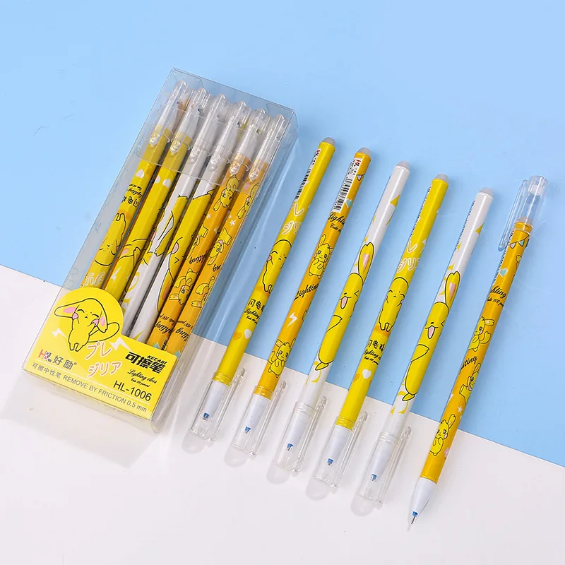 

36pcs/ лот Creative Pokemon Erasable Gel Pen Cute 0.5mm черно-голубые чернила подписи ручки рекламные школьные принадлежности офиса