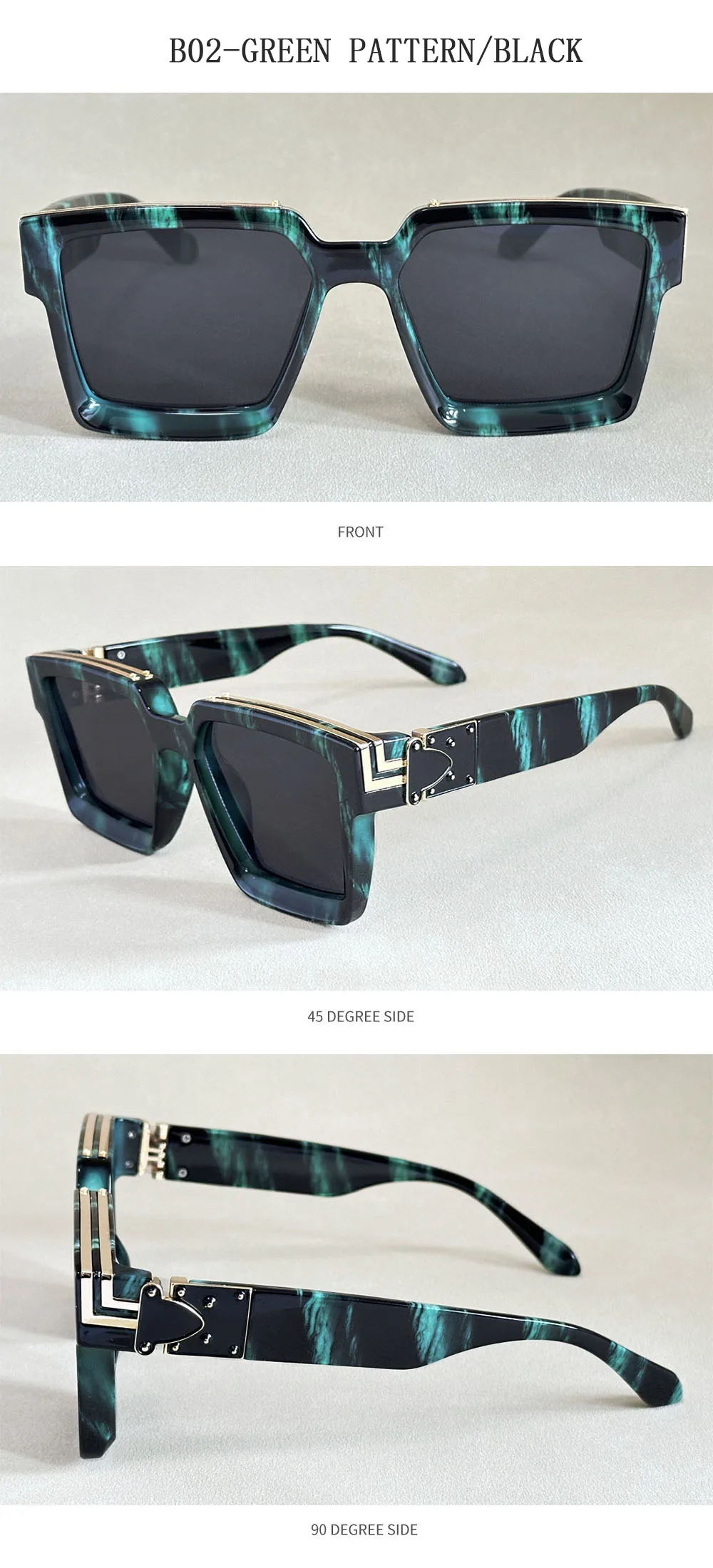 Quadratische Sonnenbrille für Herren, Retro-Millionär-Sonnenbrille für Damen, 2025, trendige Vintage-Urlaubsmode, Brille, Gafas De Sol Hombre Lunette – Detail 30