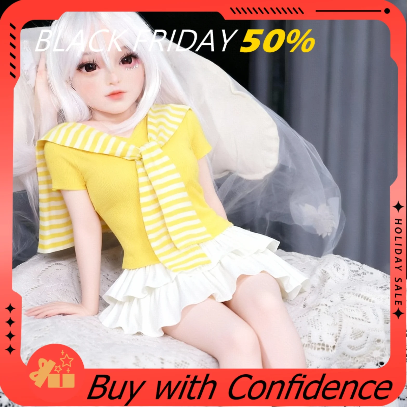 Muñeca de anime navideña, figura de acción de silicona suave de 100CM, esqueleto de metal móvil, regalo coleccionable japonés BJD