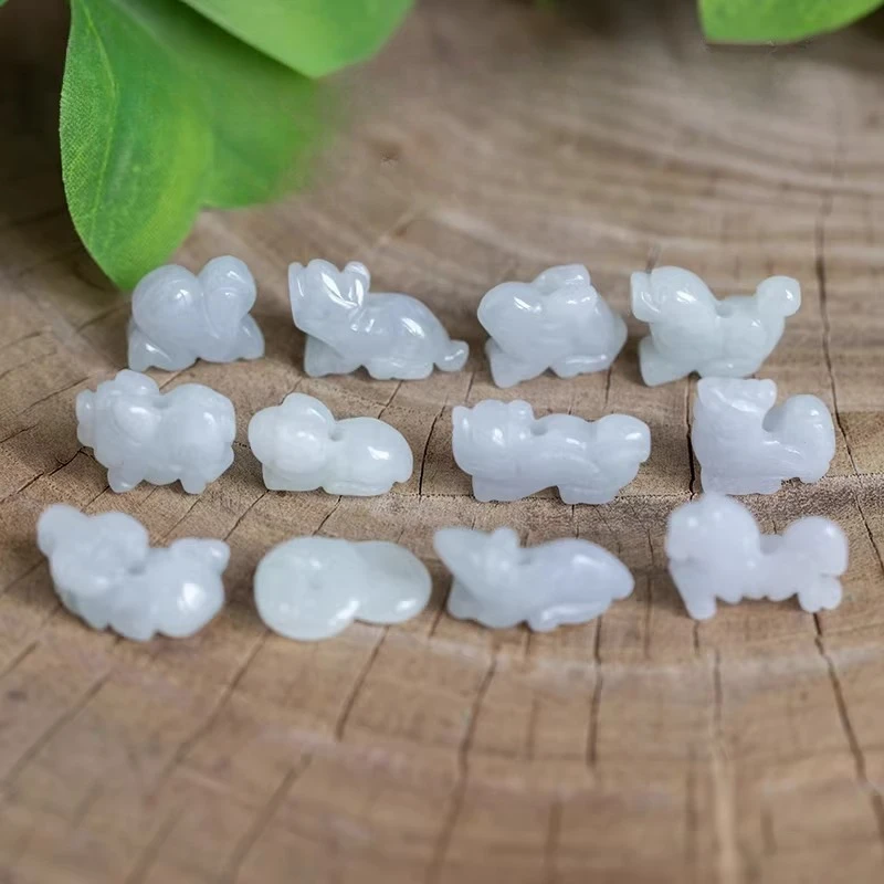 

Natural Chinese Zodiac White Jade Pendant Amulet Charm Jewelry White Fashion Men Gifts Charm Necklace Carved Women Jadeite