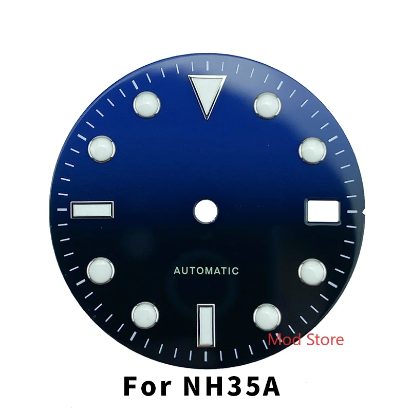 NEW Arrival 28.5mm Half Blue Black Sterile Enamel Dial Copper Part SKX Mod SUB Style Fit NH35A Mov't Super Blue BGW9