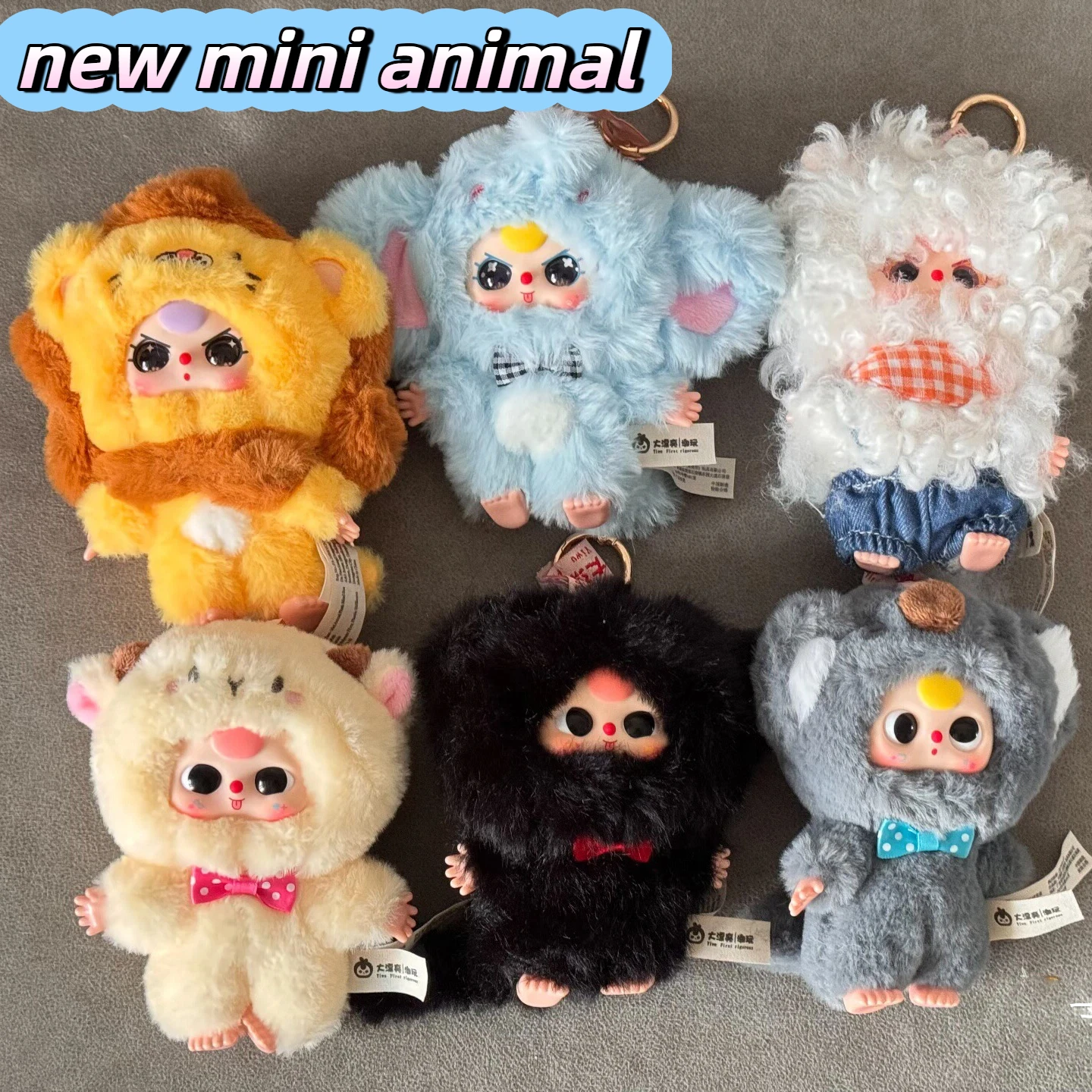

Official new Baby Three mini animal Series Plush Doll vinyl blind box Bunny Stuffed Toy Keychain Surprise birthday Kids Gifts