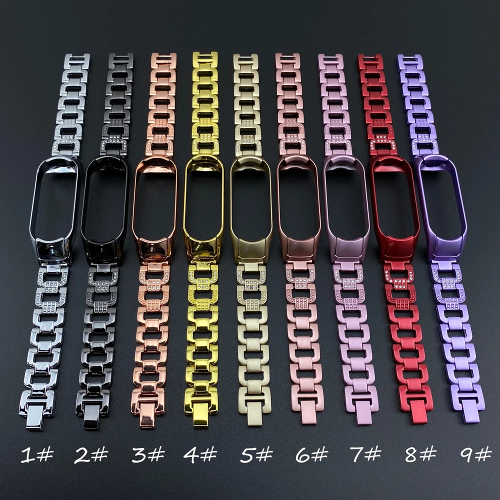 SinHGeY For Xiaomi Mi Band 5 / 6 Strap Mi Band 3 4 Metal Diamond Strap Zinc Alloy Replacement Wristband