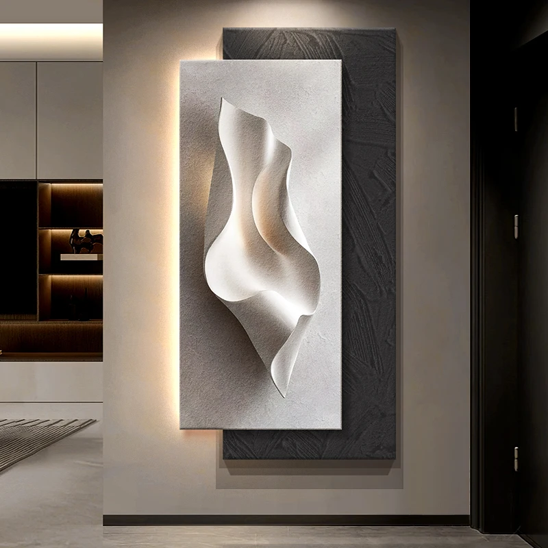 Modern Entrance Decoration Painting Corridor Hanging Painting Vertical Version Living Room Led Light Painting Wall Lamp Night