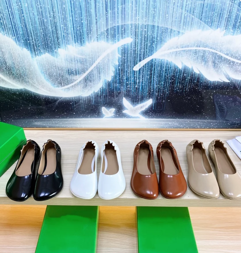 

Women's shallow mouthed leather high heel single shoes, flat bottomed comfortable ballet shoes