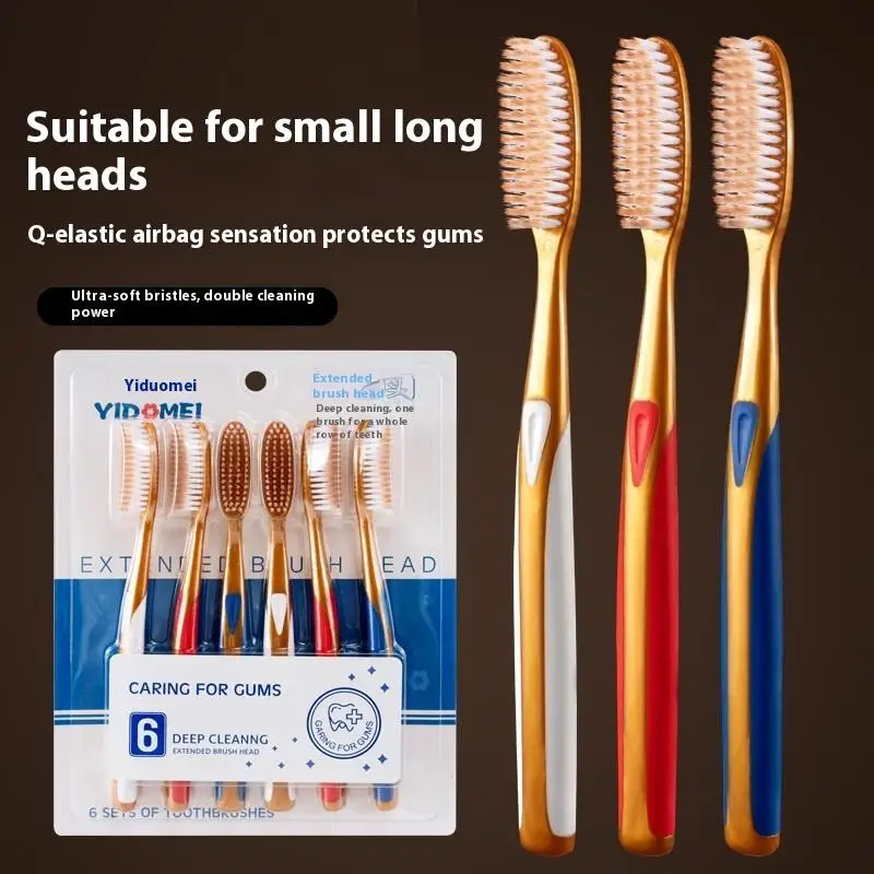 New··6pcs Large Head Soft Bristled Toothbrush Anti Slip Wide Design With Extended U-Shaped Brush Head