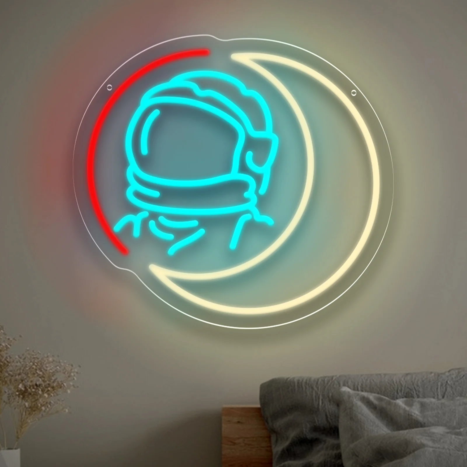 

Неоновая вывеска «Космонавт на Луне» с USB-питанием, регулируемая LED-подсветка, настенный декор для игровой комнаты, спальни, гостиной, бара, вечеринки, подарки