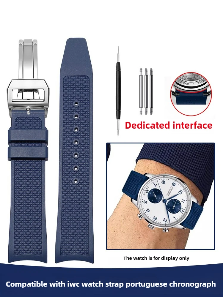 Applicable To IWC Fluororubber Watch Strap Portuguese Chronograph IW371620 Special Arc Mouth Men's Portuguese 7 Strap