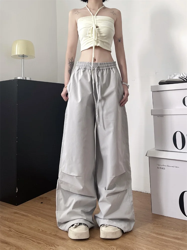 

Уличные водонепроницаемые брюки свободного кроя с широкими штанинами для мужчин и женщин, весна-осень-зима, в американском стиле хип-хоп, уличные брюки-карго