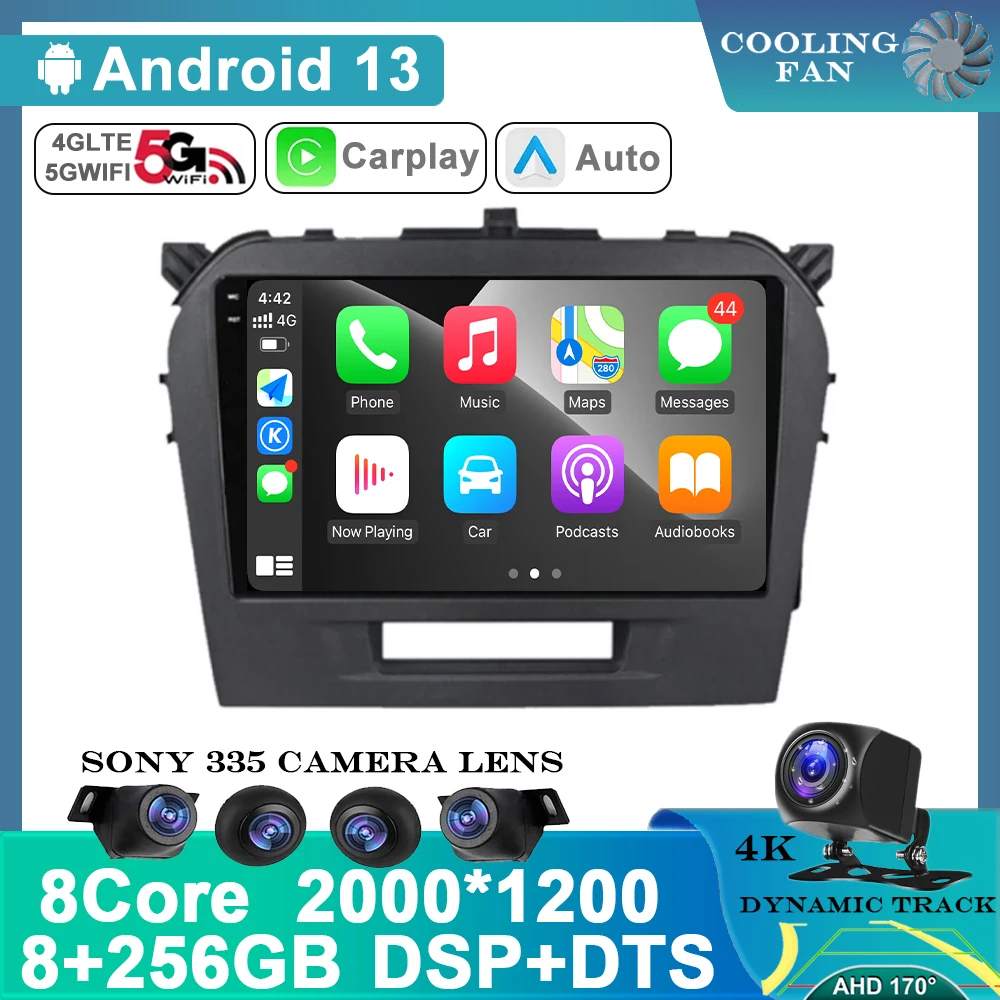 

Автомобильный мультимедийный стереоплеер Carplay, Android 13, для Suzuki Vitara 4 2017-2022, GPS-навигация, Wi-Fi, FM-система, DSP BT, 2 Din