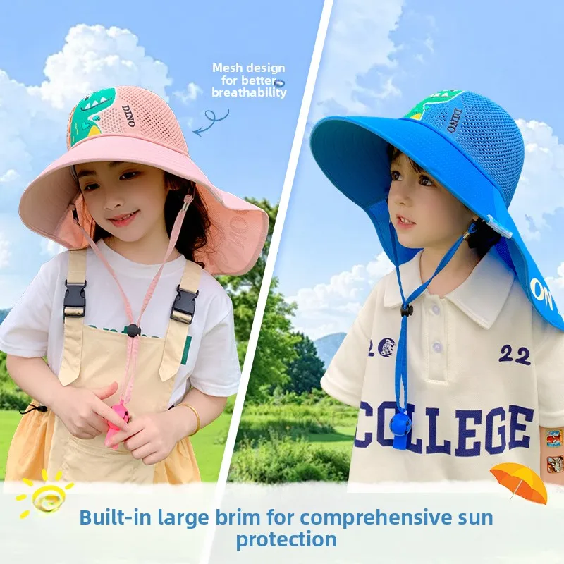 chapeau-de-protection-solaire-d'ete-pour-enfants-a-large-bord-longueur-aux-epaules-protection-du-cou-protection-uv-chapeau-de-soleil-unisexe-pour-garcons-et-filles
