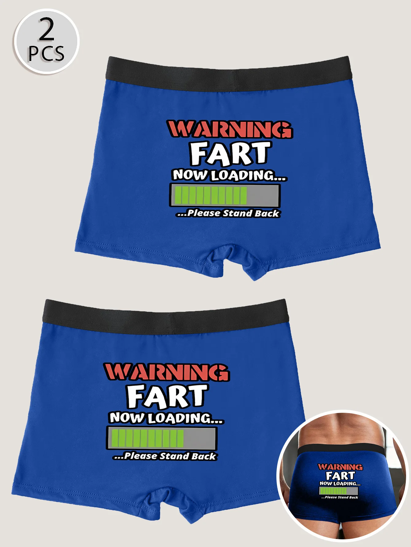 

2 pack Men's Underwear Boxer Briefs with Fun Printing Soft Briefs Comfort Boxer Brief for Men S-XXL