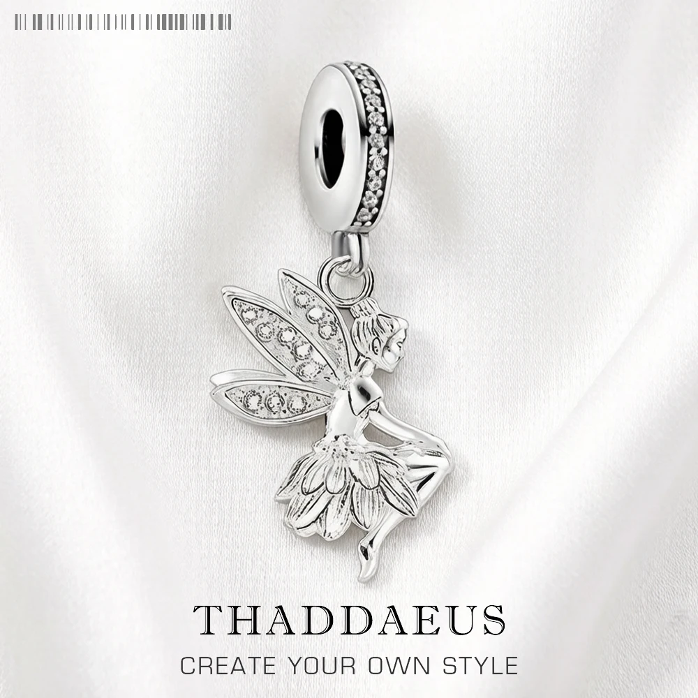 Magischer Elfen-Fee-Anhänger aus 925er-Sterlingsilber, baumelnder Charm für Damen, süßer feiner Schmuck