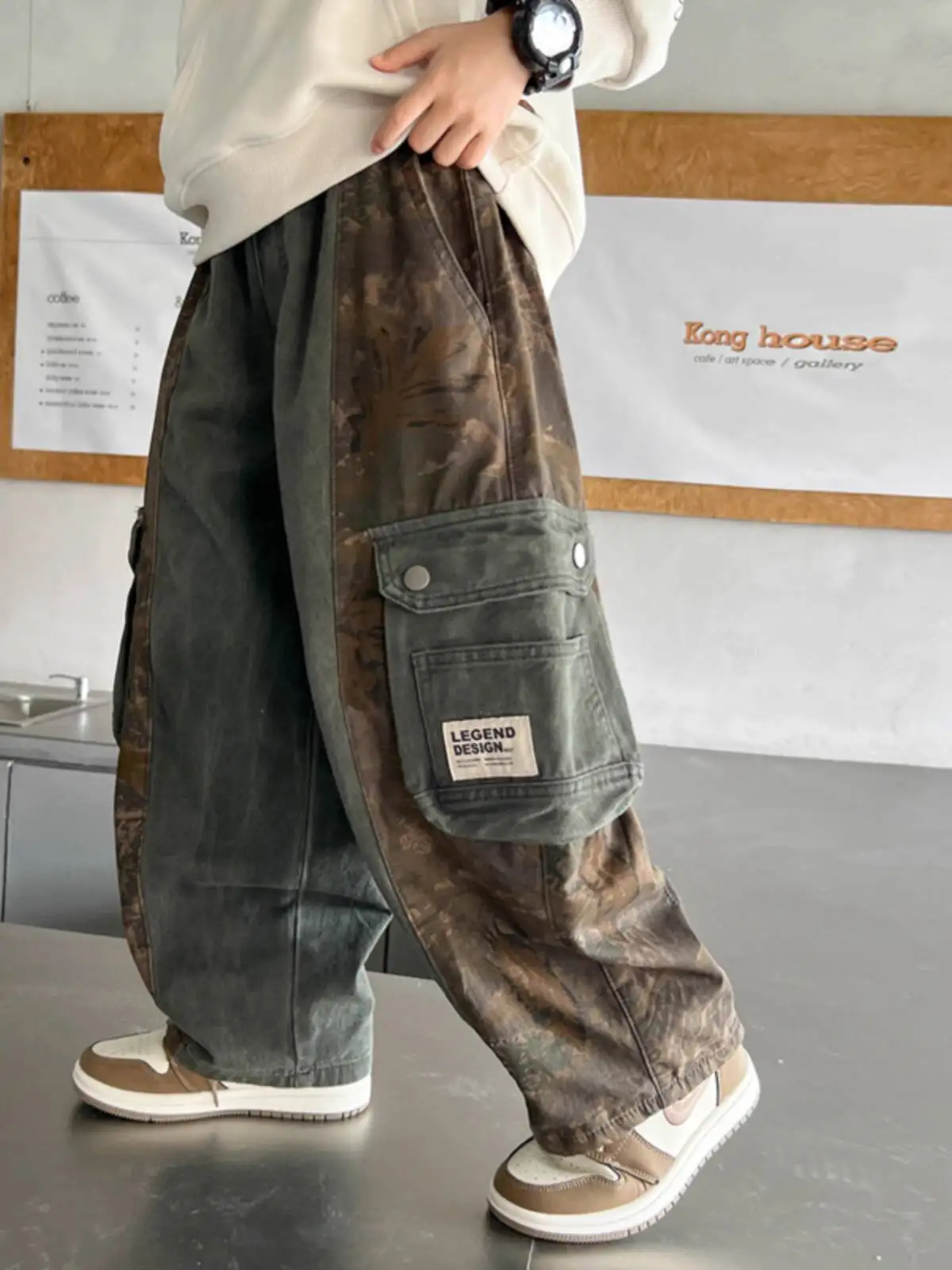 2025 New Autumn Wide Leg Cargo Pants Children's Loose Fall Trousers, Cool Trendy Street Style