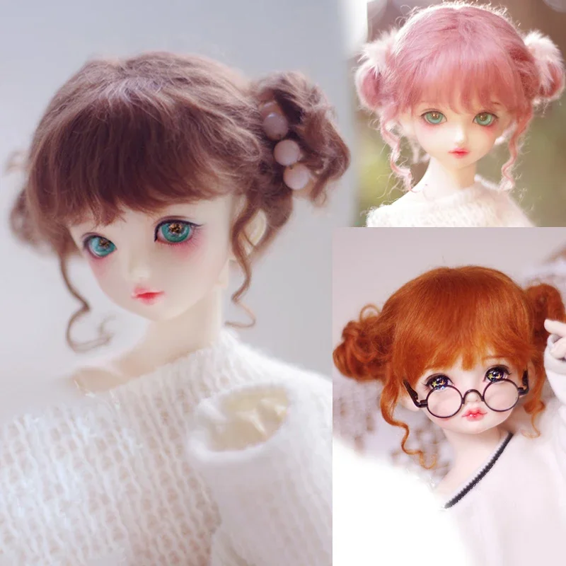 （Customize 30 Days） BJD DD SD MSD 1/6 1/8 1/4 1/3 doll's Photo props Accessoriess pink Double Dumplings wig 1pcs