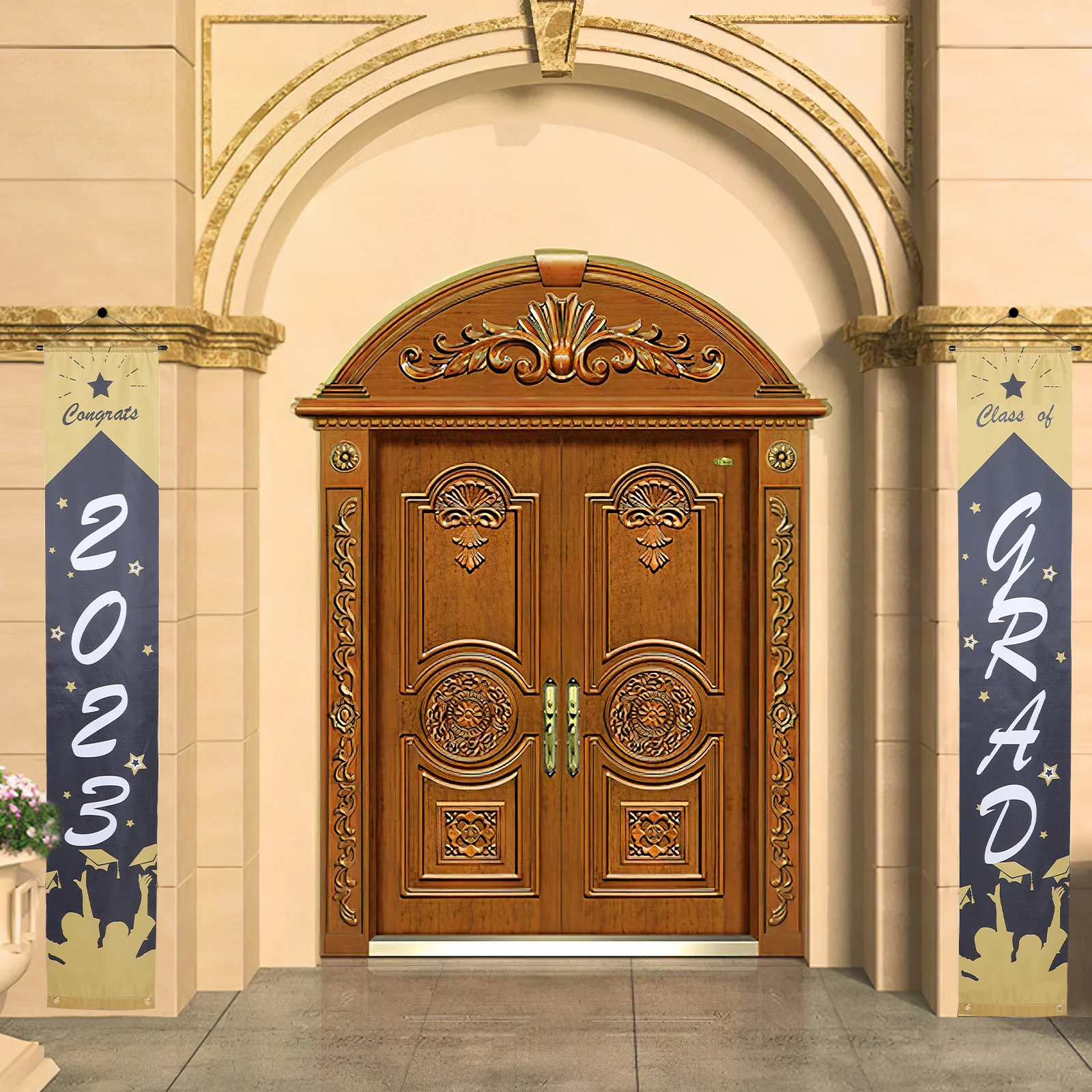 

1Pair Graduation Porcelain Door Couplets 2023 Grad Party Supplies Happy Atmosphere Banner Graduation Couplet Couplet Hanging