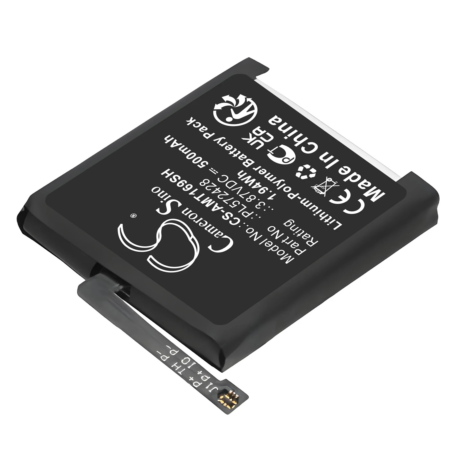CS Replacement Battery for Amazfit A2169,A2170,T-Rex 2 PN:PL572428 500mAh / 1.94Wh