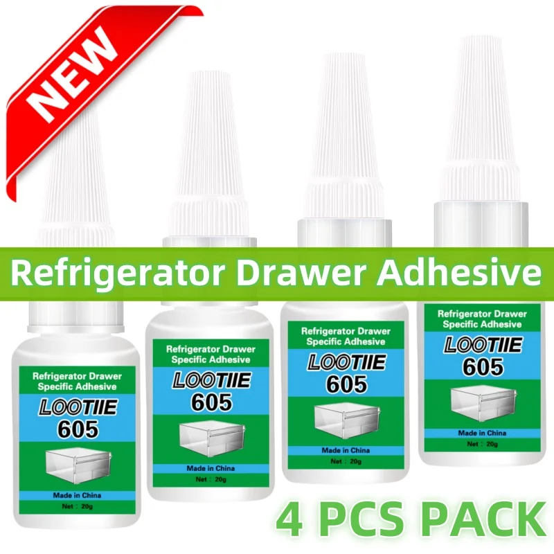 4pcs-20g Fridge Repair Glue | Fast-Dry Strong Adhesive for Drawers, Trays, Seals, Glass | Includes Nozzle | Clear Cold-Resistant