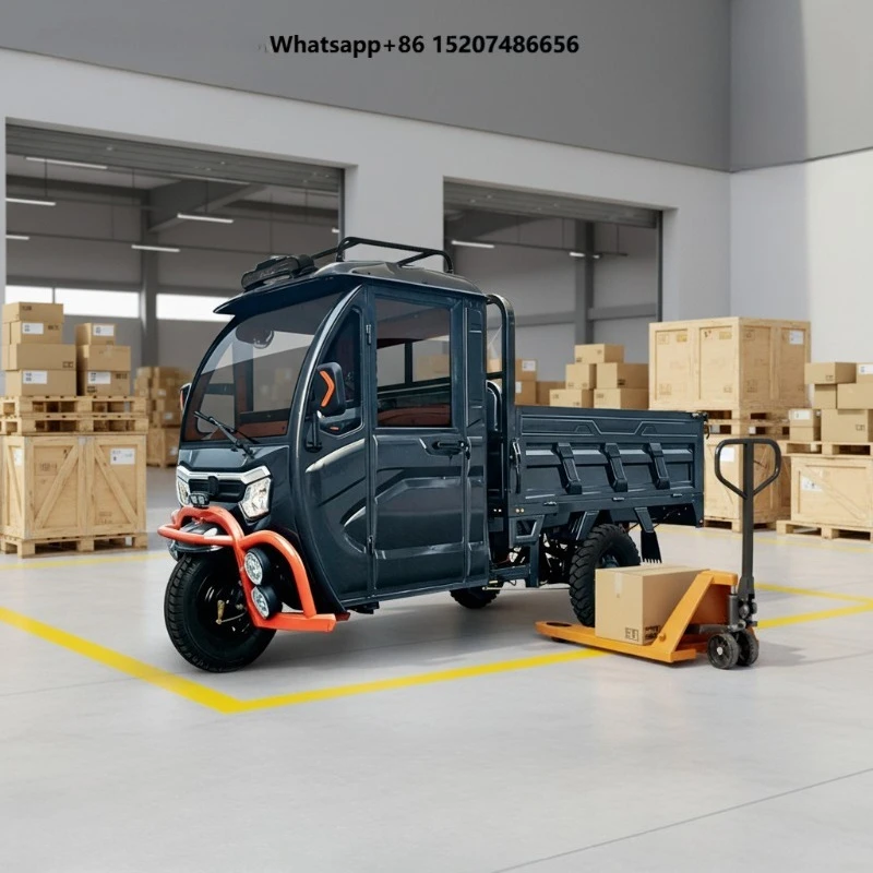 China Manufactured 2000W Enclosed Cabin Heavy Duty Electric Car Cargo Tricycle for Agricultural Farm and Food Delivery