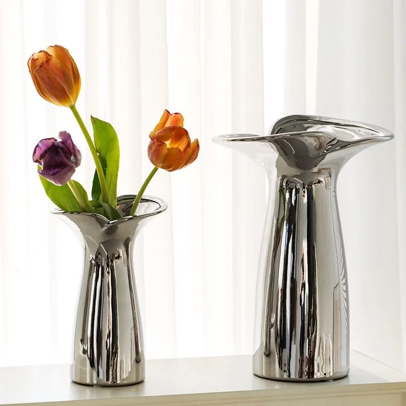 Electroplated Flower Arrangement Nordic Home Wabi Sabi Style Vase Home Living Room Dining Table Decoration Housewarming Gift