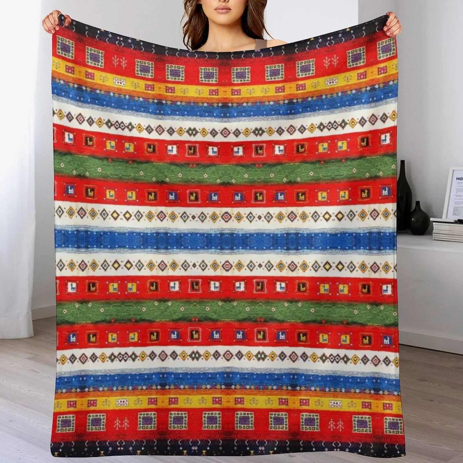 

Colored Andalusian Traditional Moroccan Vintage Artwork Throw Blanket No Pilling Soft Warm Blanket for Bed