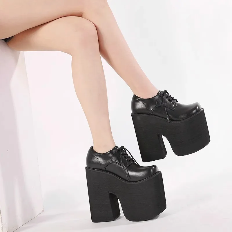 2025 New Fashion Women's 17cm Extreme High Heels Chunky Platform Pumps for Stage Performance (Plus Size)
