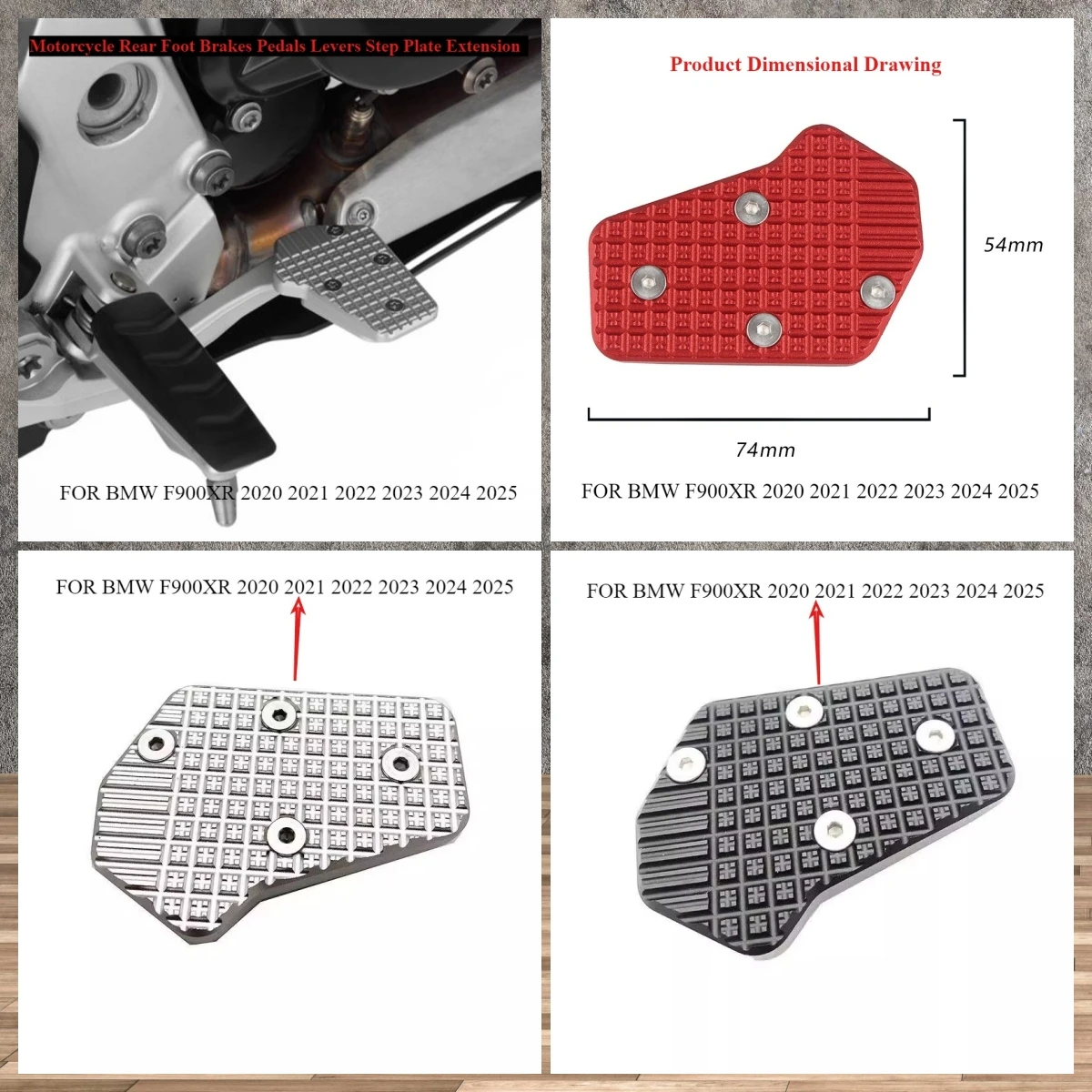 Motorcycle Accessories Rear Foot Brakes Pedals Levers Step Plate Extension FOR BMW F900R F900XR F900 XR F 900 S1000XR 2020-2025