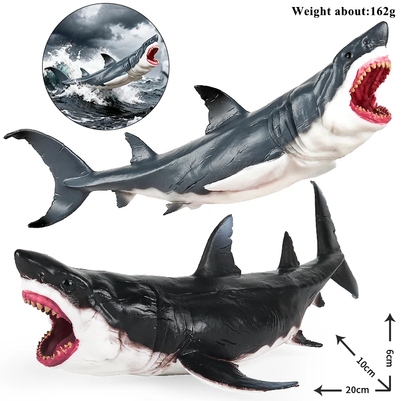 Oenux Ocean Animal Savage Megalodon Triple-headed Shark Giant mouth shark Action Figures Sea Life Model PVC Educational Kids Toy