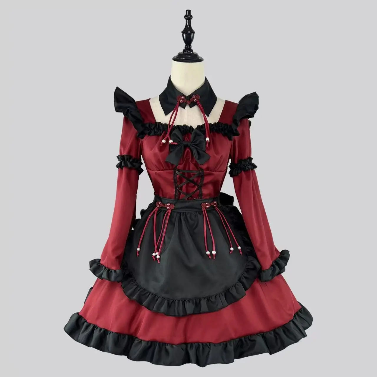 

New original long-sleeved Chinese style goth little devil Lolita fat mm maid dress anime COS clothes