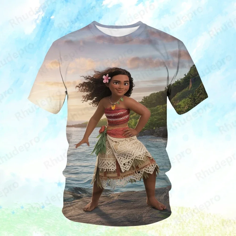 ديزني موانا تي شيرت الرجال النساء الصيف الكرتون المطبوعة بلايز تيز موضة ملابس قصيرة الأكمام ملابس الشارع الشهير