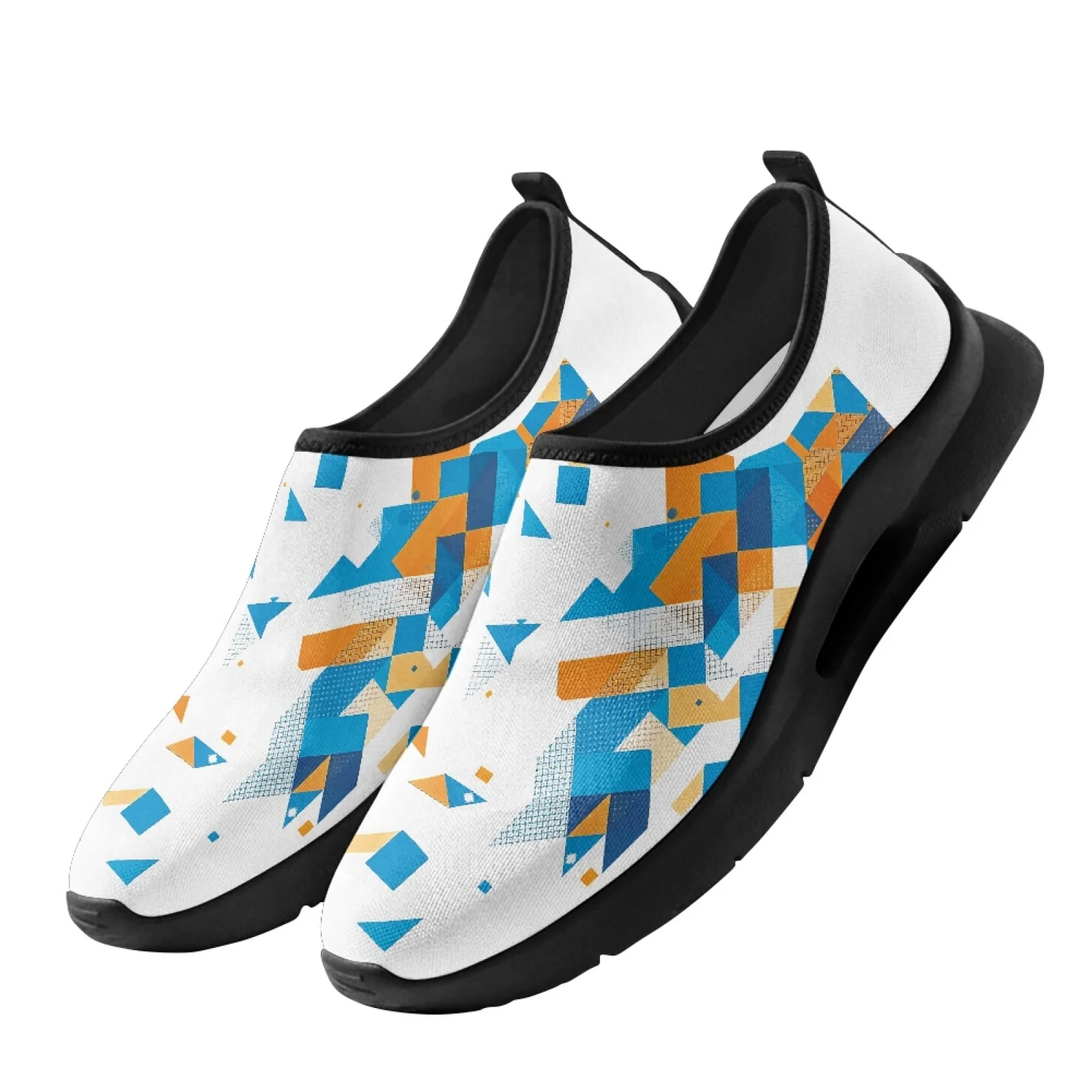PENSTROLL Slip on Walking Shoes Lightweight Closed Toe Summer Sports Shoes for Daily Wear Men Geometric Triangle