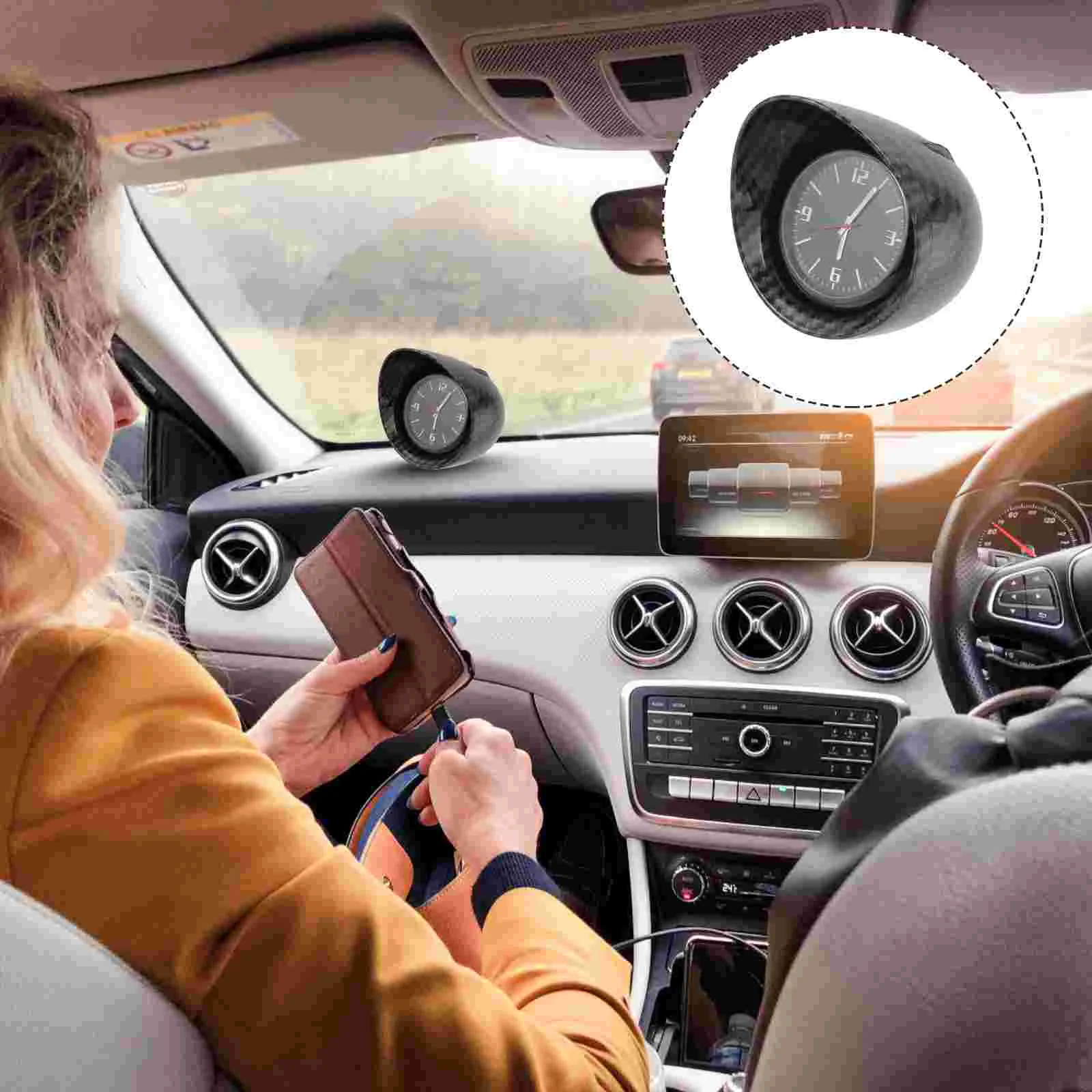 

Car Clock Mounted Clocks Luminous Quartz Dashboard Universal for Vehicle inside The