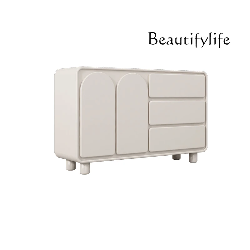 Chest of Drawers Sideboard Cabinet Wall Light Luxury Entrance Entrance All-in-One Cabinet Living Room Milk White