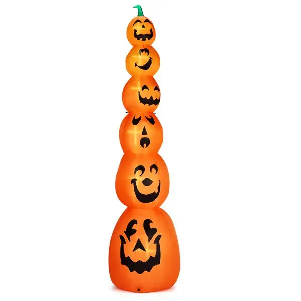 Decoração de abóbora empilhada inflável de Halloween de 9 pés com luzes LED - Decoração externa gigante Jack-o-Lantern, à prova d'água e fácil Setu
