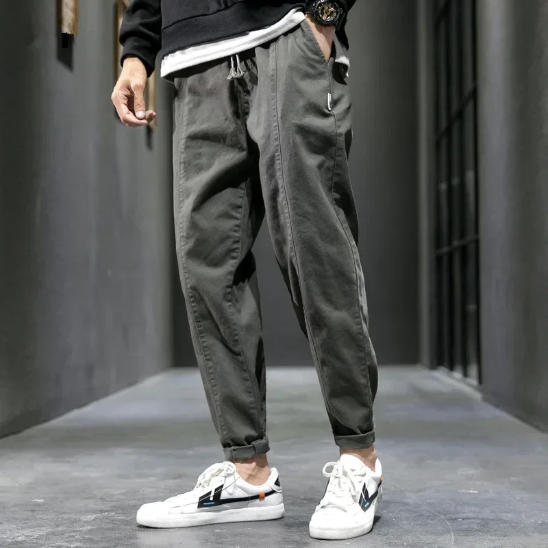 2024 Spring Autumn New Fashion Temperament Korean Pants Man Straight Leg Loose Casual Male Trousers Hip Hop Streetwear Clothes