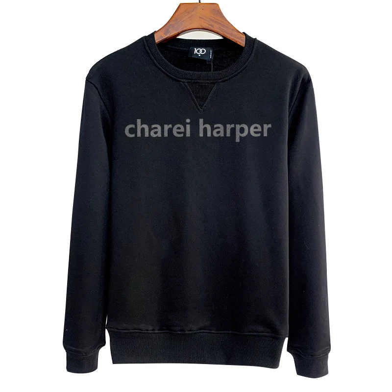 Charei harper dsq men's sweater 429 minimalist letter printed pullover autumn winter long sleeved pure cotton thickened Euro