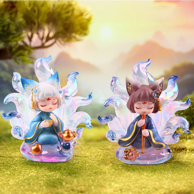 

Authentic Ancient Wisdom Nine Tailed Fox Immortal Blind Box Figurine Desktop Decor Mythical Beast Birthday Gift For Women
