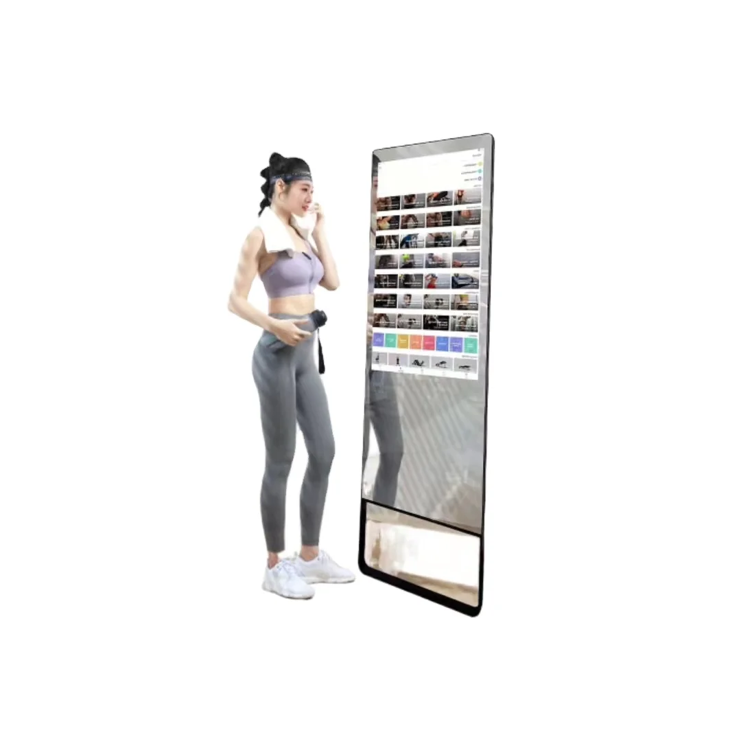 Chinese Factory Wifi Smart Android Touch Screen Sport Floor Standing Exercise Workout Fitness Mirror