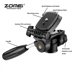 360° Rotation Panorama Top Head of Tripod ZOMEI Q188, with Quick Release Plate & Handle, Tripod's Head Kit Accessories