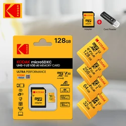 KODAK Micro SD Card ad alta velocità U3 128GB / 256GB /512GB V30 TF Card per scheda di memoria HD 4K con adattatore SD per lettore di schede